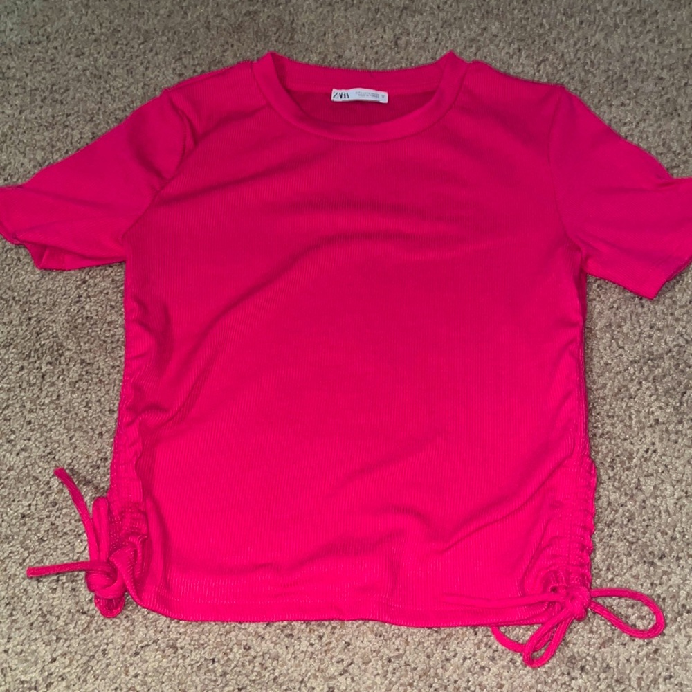 Zara hot pink crop
